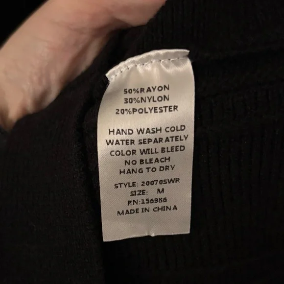 Idem Ditto Chic Black Ribbed Long Sleeve Dress with Tie Waist - Picture 12 of 12